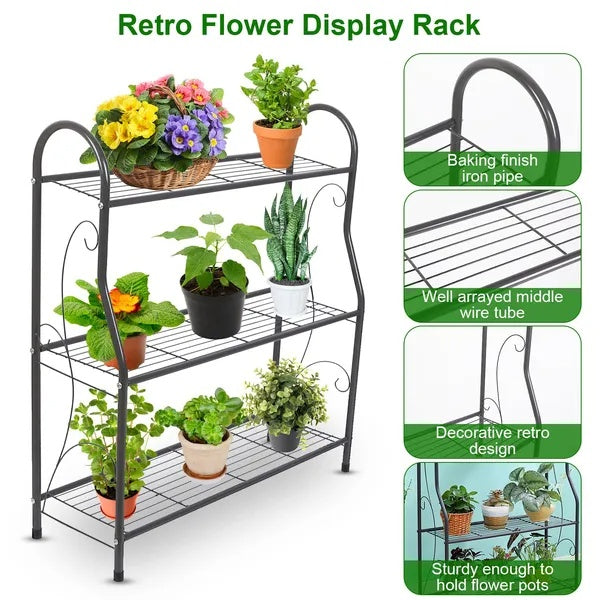 3 Tier Plant Stand Shelf Flower Pot Holder Display Rack 88LBS Utility Storage Organizer
