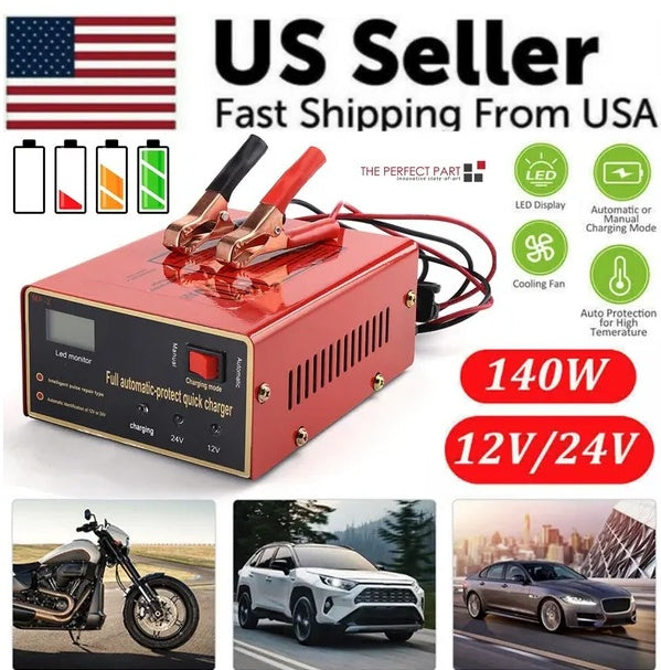Maintenance Free Battery Charger 12V 24V 10A 140W Output For Electric Car Pro
