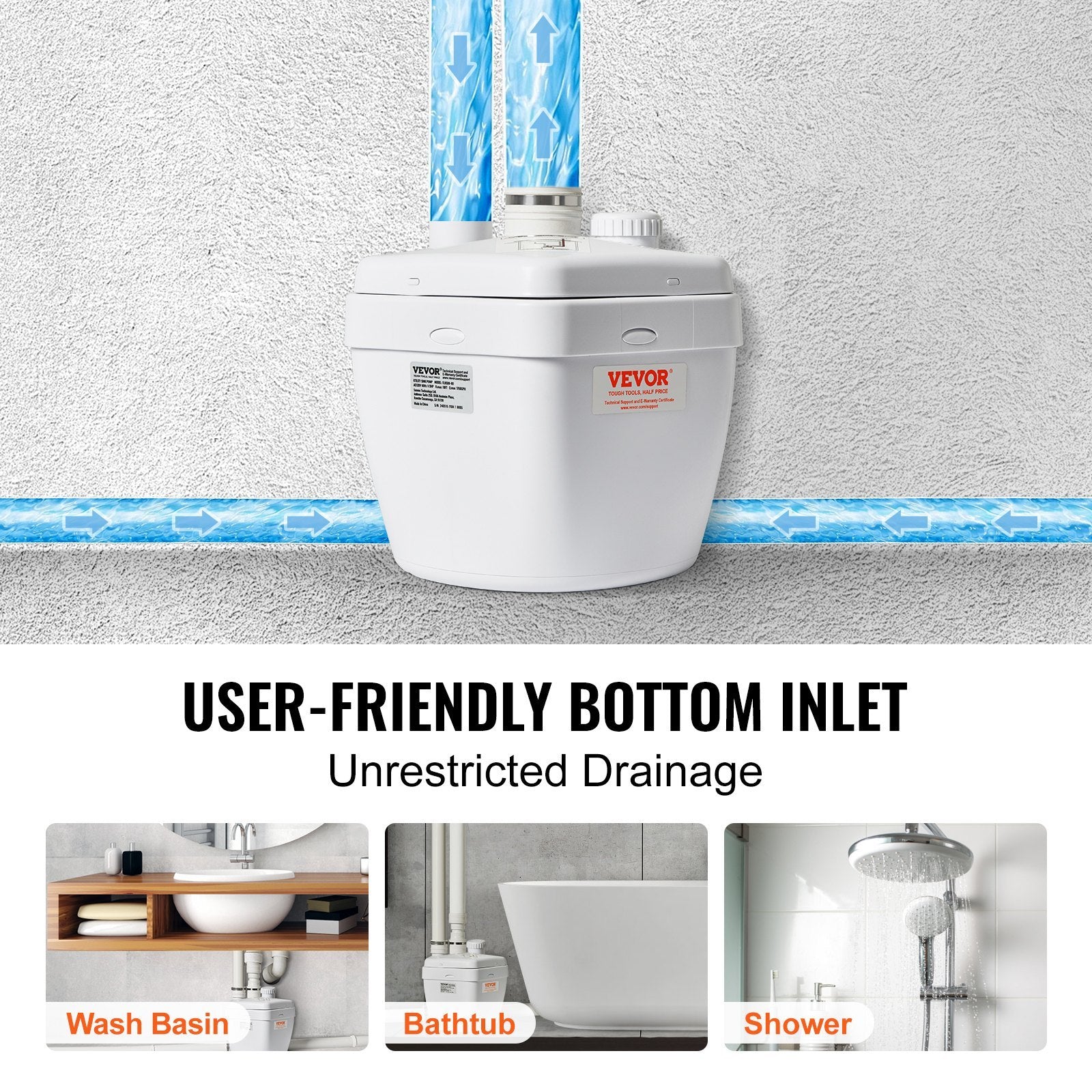 Utility Sink Laundry Sink Drain System 1500 GPH 18ft Head